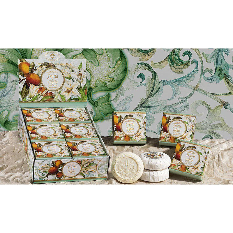 Argentario - Display mit 12x100g Seifen - Früchte/Lilie - rund & plissiert