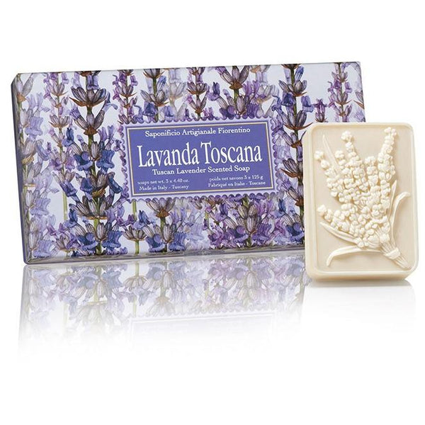 Lavanda Toscana - Geschenkbox - Lavendel - 3 x 125g Seife - eckig