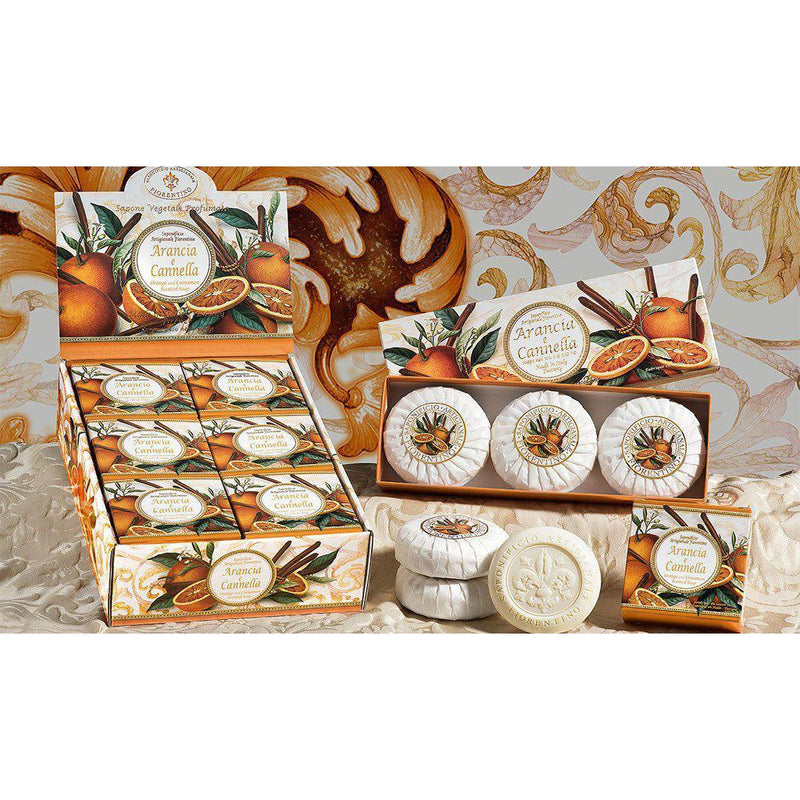 Taormina - Geschenkbox 3x100g - Zimt/Orange - rund und plissiert